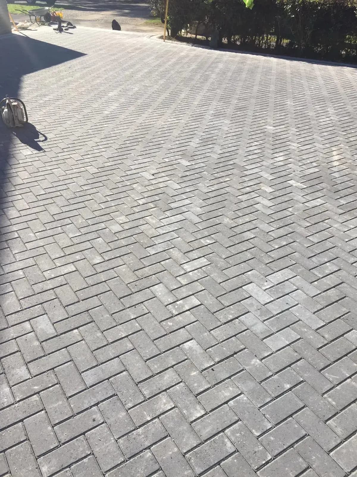 Herringbone pattern block paving driveway finished to a high standard